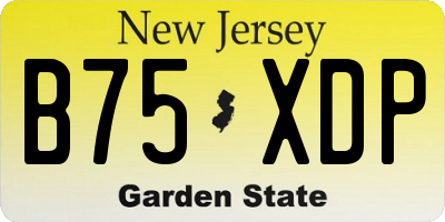 NJ license plate B75XDP