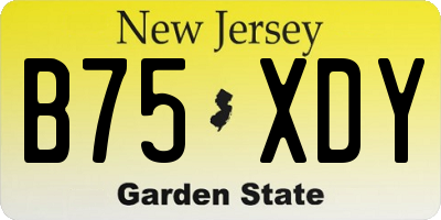 NJ license plate B75XDY