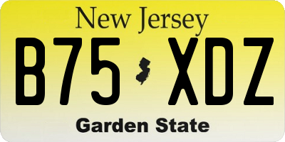 NJ license plate B75XDZ