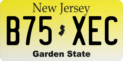 NJ license plate B75XEC