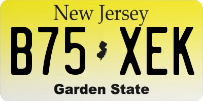 NJ license plate B75XEK