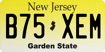 NJ license plate B75XEM