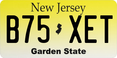NJ license plate B75XET