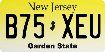 NJ license plate B75XEU