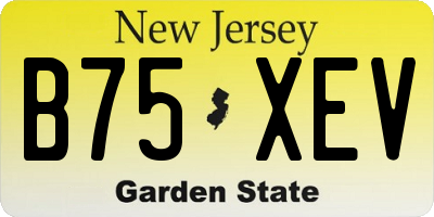 NJ license plate B75XEV