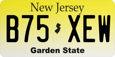 NJ license plate B75XEW