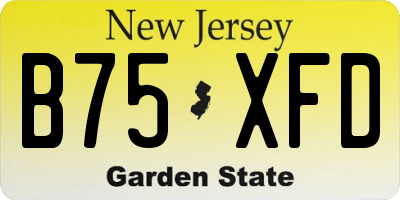 NJ license plate B75XFD