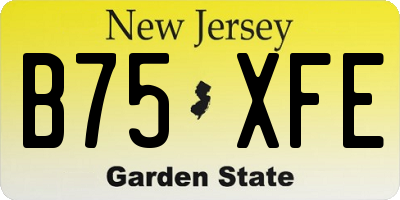 NJ license plate B75XFE