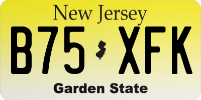 NJ license plate B75XFK