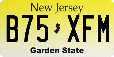 NJ license plate B75XFM