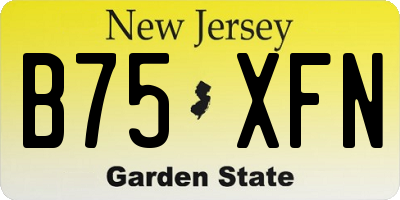 NJ license plate B75XFN
