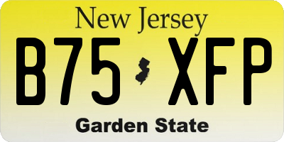 NJ license plate B75XFP