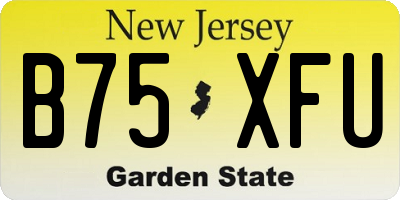 NJ license plate B75XFU