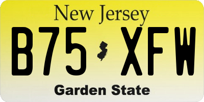 NJ license plate B75XFW