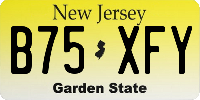 NJ license plate B75XFY
