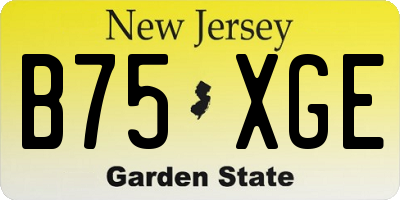 NJ license plate B75XGE