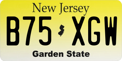 NJ license plate B75XGW