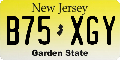 NJ license plate B75XGY