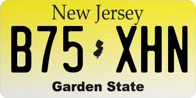 NJ license plate B75XHN