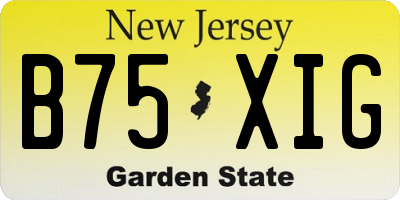 NJ license plate B75XIG
