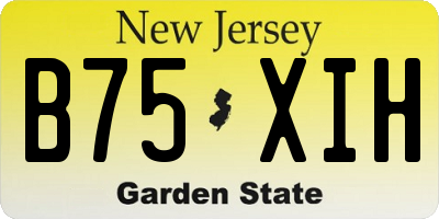 NJ license plate B75XIH