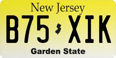 NJ license plate B75XIK