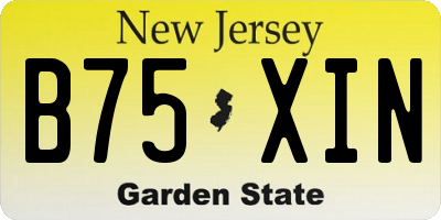 NJ license plate B75XIN