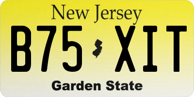 NJ license plate B75XIT
