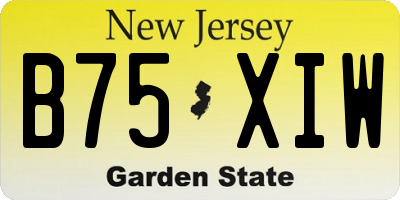 NJ license plate B75XIW