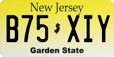 NJ license plate B75XIY