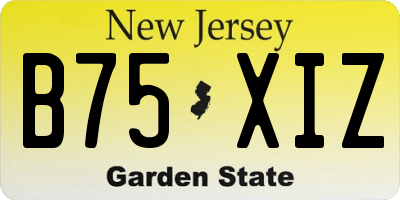 NJ license plate B75XIZ