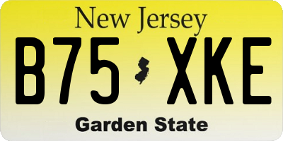 NJ license plate B75XKE
