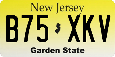 NJ license plate B75XKV