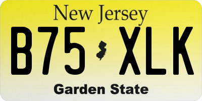 NJ license plate B75XLK