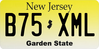 NJ license plate B75XML