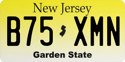 NJ license plate B75XMN