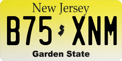 NJ license plate B75XNM