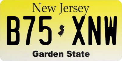 NJ license plate B75XNW