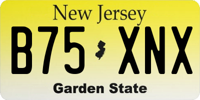 NJ license plate B75XNX