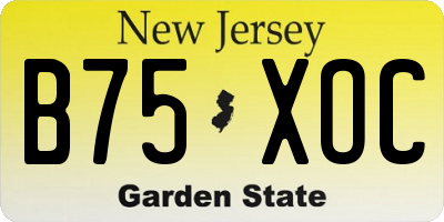 NJ license plate B75XOC
