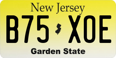 NJ license plate B75XOE
