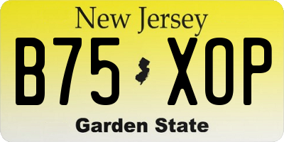 NJ license plate B75XOP