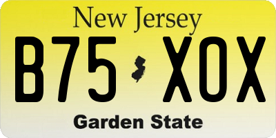 NJ license plate B75XOX