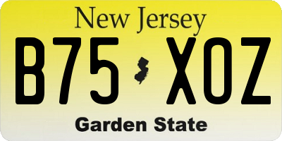 NJ license plate B75XOZ