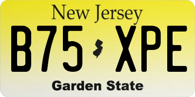 NJ license plate B75XPE