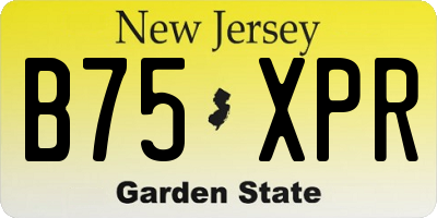 NJ license plate B75XPR