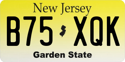 NJ license plate B75XQK