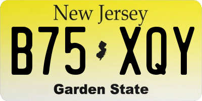 NJ license plate B75XQY