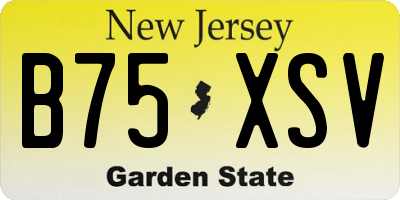 NJ license plate B75XSV