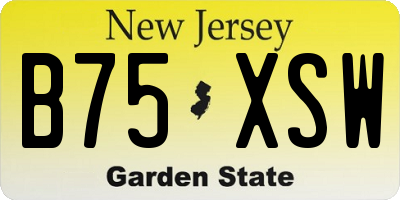 NJ license plate B75XSW